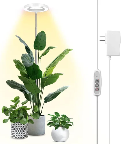 Vista 14 de LBW Luces de cultivo para plantas de interior, luz de espectro completo de 6.3 pulgadas con base, lámpara de cultivo ajustable de altura de 59