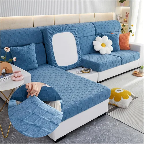 Vista 7 de Funda de cojín elástica para asiento de sofá con parte inferior elástica, de elastano, jacquard, antideslizante, protector de muebles
