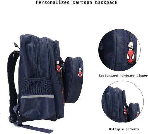 Vista 6 de FENGJINRUHUA Lindo juego de roles de dibujos animados escuela primaria mochila para niños cómics niños niñas (A-azul marino), A-Azul marino, Mochila