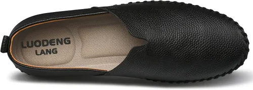 Vista 4 de Mocasines de cuero genuino para hombre, suaves, transpirables, hechos a mano, con costuras a la moda, casuales, ligeros, zapatos de vestir
