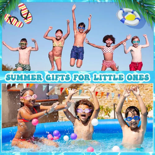 Vista 5 de Hoteam 50 gafas de natación a granel para niños con 8 tapones de nariz con clip para los oídos, sin fugas, antiniebla, gafas de natación