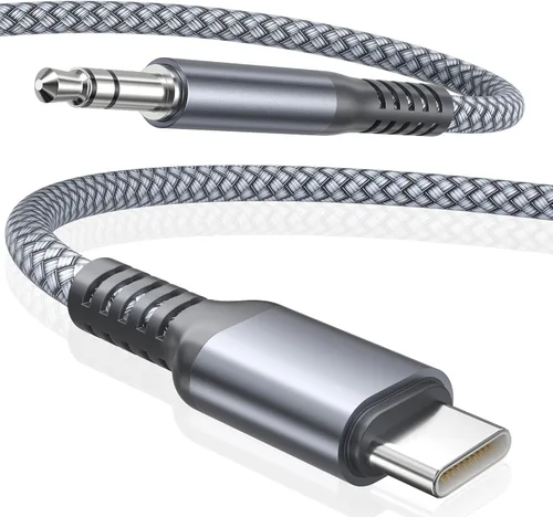Vista 11 de Elebase Cable auxiliar para iPhone 17 16 16e de 4 pies, cable auxiliar USB C de 90 grados, cable auxiliar de audio tipo C a ángulo recto de 3.5mm