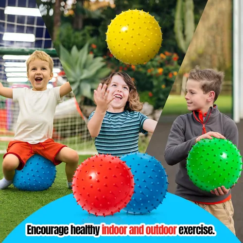 Vista 3 de New Bounce Knobby - Juego de 4 bolas inflables sensoriales con bomba de 8.5 pulgadas para niños, juguetes texturizados para niños, terapia