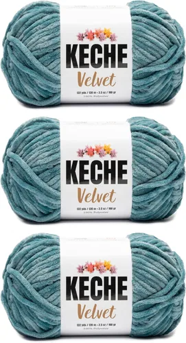 Vista 30 de Keche Hilo para ganchillo, hilo de terciopelo, chenilla suave, manta de bebé voluminosa amigurumi Yarn 3.53 oz (132 yardas) - Arona