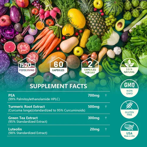 Vista 6 de inGreens Palmitoiletanolamida 4 en 1 de alta potencia, suplemento de guisante de 700 mg para hombres y mujeres, fabricado en Estados Unidos, 60