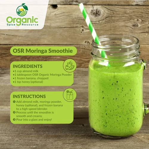 Vista 7 de Polvo de Moringa Orgánica - 8 oz (226g) USDA Orgánico, Sin OGM, Kosher, Halal, Polvo de Moringa Oleifera - 100% Crudo y Natural, por SHOPOSR