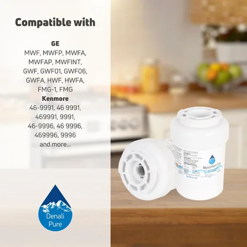 Vista 9 de Paquete de 2 filtros de agua de repuesto para refrigerador General Electric PSHS9PGZBCSS - Compatible con cartucho de filtro de agua de refrigerador