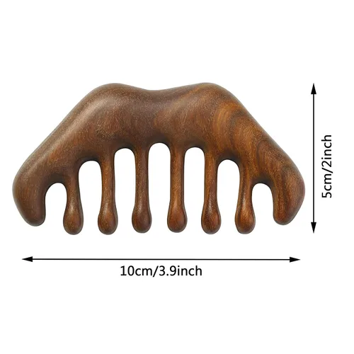 Vista 2 de Peine de madera, peine de masaje de cuero cabelludo, peine de madera natural para el cabello de dientes anchos, herramienta de masaje de cabeza sin