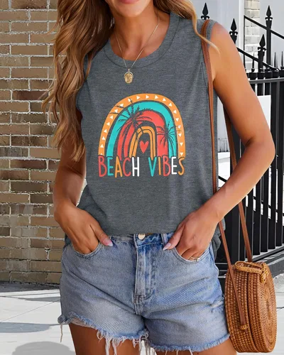 Vista 7 de Camisetas sin mangas para mujer, camisetas de verano sin mangas, casuales, holgadas, blusas tipo túnica