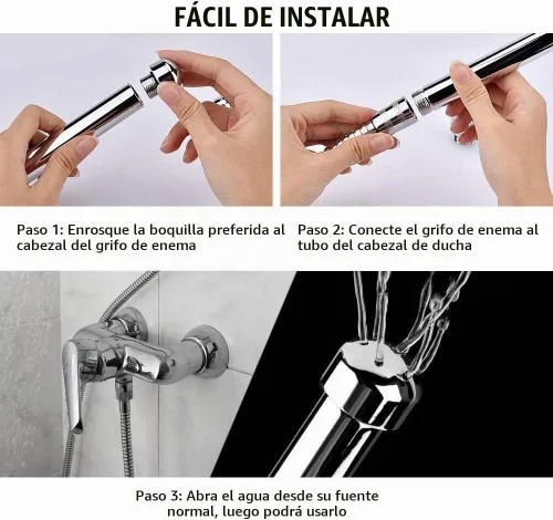 Vista 6 de Ducha de mano con accesorios de ducha para grifo, ducha de 3 cabezales en aluminio, con divisor de grifo, manguera de 59 pulgadas y conexión