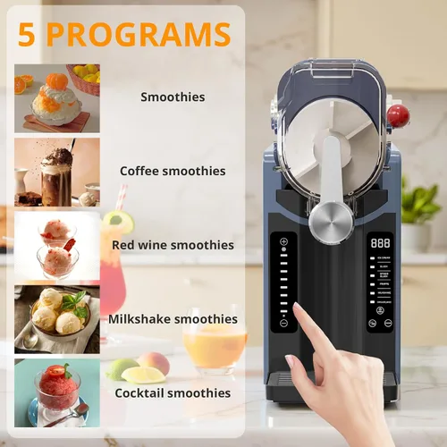 Vista 3 de Máquina para granizar, máquina de hielo en arena, máquina de bebidas congeladas con 6 modos preestablecidos, no necesita hielo, máquina de granizado