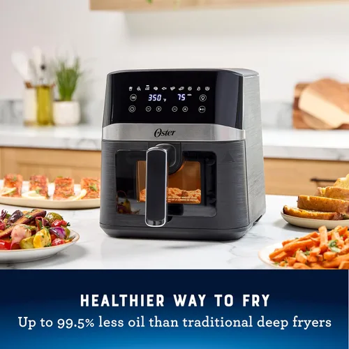 Vista 5 de Oster Freidora de aire compacta, freidora digital de 4 cuartos de galón con ventana, freidora de aire de encimera fácil de usar