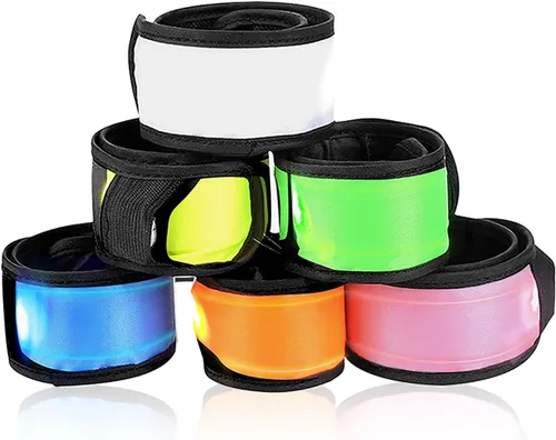 Vista 10 de esonstyle Pack of 6 LED Light Up Band Slap Bracelets Night Safety Wrist Band for Cycling Walking Running Concert Camping Outdoor Sports
