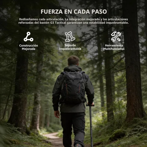 Vista 2 de aiGear G3 Tactical Hiking Stick, 5-8 Tube Staff with Multi-Tool