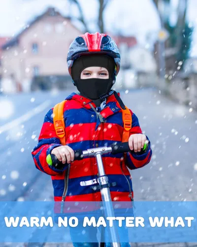 Vista 6 de Pasamontañas con forro para casco para niños, máscara de esquí para niños y niñas, forro polar para invierno, sombrero de nieve para clima frío