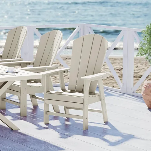 Vista 61 de WestinTrends Malibu Outdoor Patio HDPE Adirondack Silla de comedor para patio, color negro