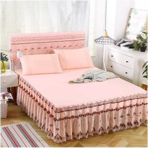 Vista 10 de OTBK Falda de cama individual blanca con volantes y borlas, estilo bohemio, falda de cama con encaje, volantes, floral, Shabby Chic juegos de ropa