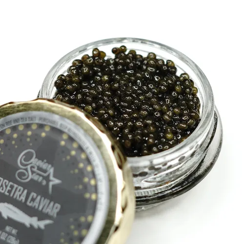 Vista 6 de Caviar Osetra Premium – Huevas de esturión ruso ámbar con sabor cremoso a nuez (1 onza (0.99 oz))