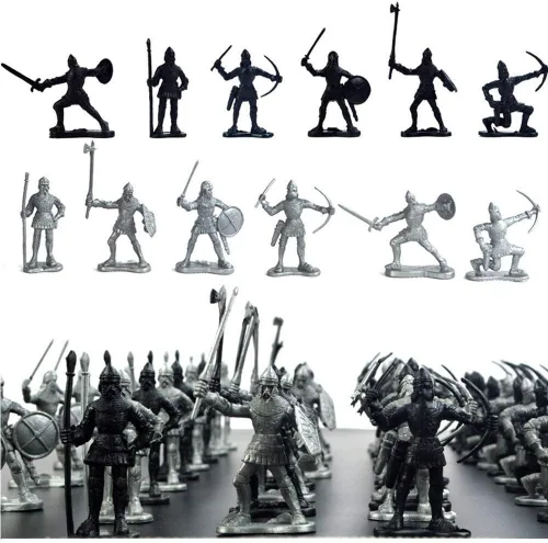 Vista 5 de 60 piezas figuras de soldados medievales modelo de soldados del ejército romano antiguo estatuas soldados de la edad media infantería arquero