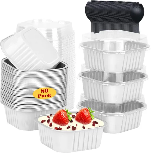 Vista 12 de LNYZQUS - Paquete de 120 mini moldes para pasteles de 10 onzas con tapas