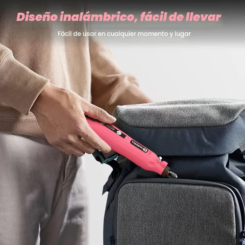 Vista 6 de HARDELL Mini herramienta giratoria inalámbrica, kit de herramientas rotativas recargables de 5 velocidades de 3.7 V con 69 accesorios, carga USB