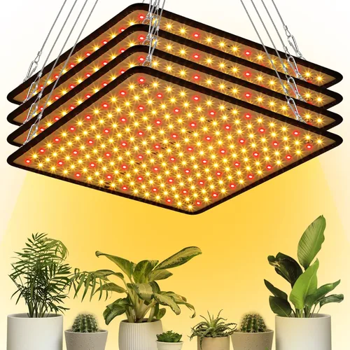 Vista 8 de Liliful 4 paneles de luces de cultivo artificiales de espectro completo de 200 W con 225 LED para interior y exterior para tienda de campaña de Azul