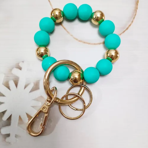 Vista 8 de Llavero de silicona con cuentas para mujer, pulsera elástica para llavero