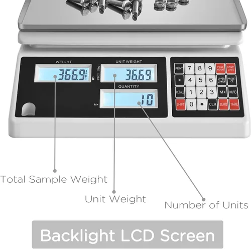 Vista 5 de Báscula de conteo industrial (22.0 lbs, 0.00 oz) báscula digital de conteo de inventario para piezas, monedas, escala de conteo de piezas con puerto