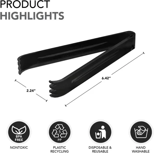 Vista 2 de Party Essentials Pinzas para servir de plástico duro de 6-1/2", color negro, 4