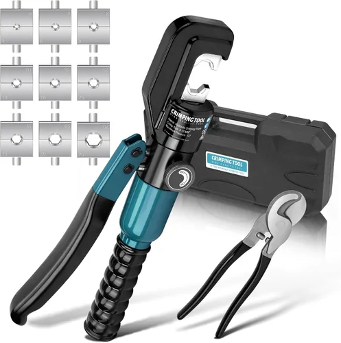 Vista 11 de Herramienta de prensado hidráulico, kit de herramientas de crimpado de alambre hidráulico de 16 toneladas con cortador de cables y 13 pares