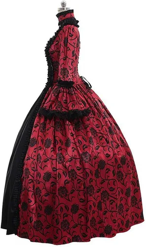 Vista 3 de Vestido medieval reina vitoriano gótico encaje campana manga vestido de bola renacentista real fantasía vampiro vampiro