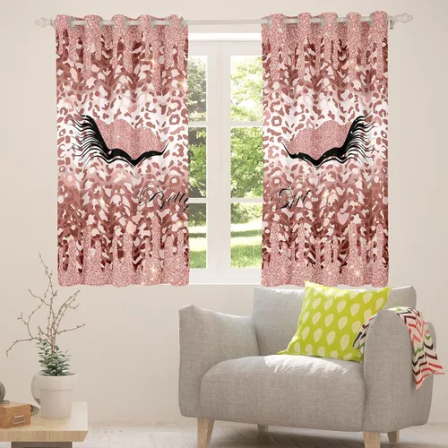 Vista 4 de Cortinas de pestañas femeninas con estampado de animales, cortinas y cortinas de lujo estilo princesa, 76 pulgadas de ancho x 45 pulgadas de largo