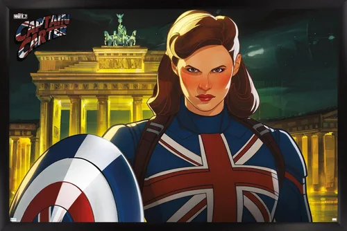 Vista 8 de Trends International Marvel: Year of The Shield - Póster de pared del Capitán Carter, 22.4 pulgadas de largo x 14.7 pulgadas, versión enmarcada