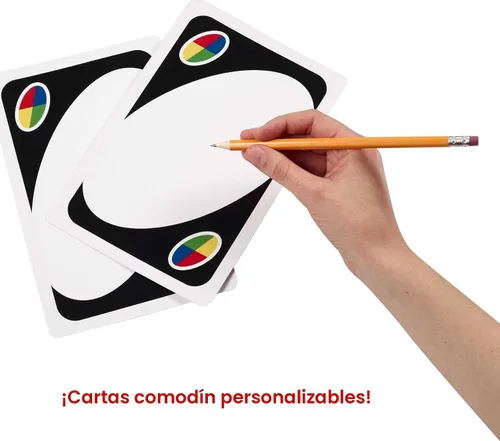 Vista 4 de Mattel Games Juego de cartas UNO gigante para niños, adultos y familias, accesible para daltónicos y con baraja grande personalizable