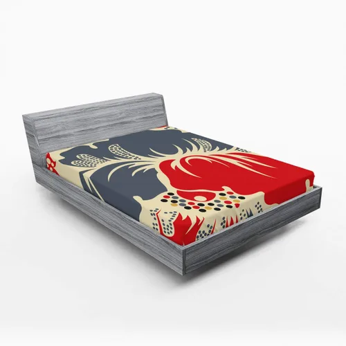 Vista 61 de Ambesonne Juego de sábanas bajeras veganas, ilustración de plátanos simétricamente alineados con patrón de frutas exóticas, funda de cama