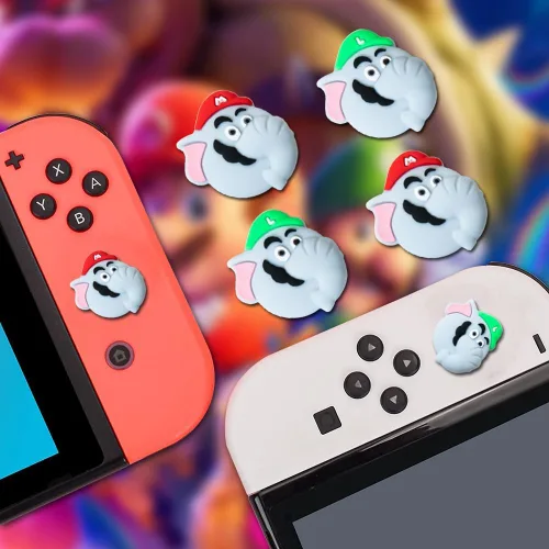 Vista 7 de PERFECTSIGHT Elephant Switch Thumb Grip Caps Compatible with Nintendo Switch OLEDSwitch Lite, 3D Skin Silicone Analog Stick Button Cover for NS