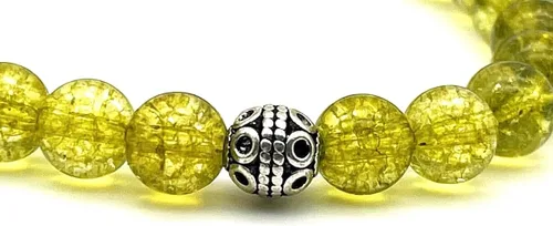 Vista 2 de Pulsera de serenidad hecha a mano con cuentas de peridoto de 0.315 in y cuentas de plata de ley 925