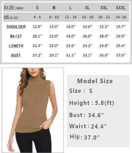 Vista 5 de Totatuit Women's Spring Sleeveless Turtlenecks Tops Mock Neck Ribbed Solid Pullover Tank