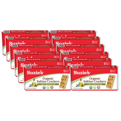 Vista 10 de Galletas Saladas Orgánicas Suzie's, Romero y Sésamo, Bocadillos Horneados Gourmet Saludables para Adultos y Niños - Paquete de 6, 8.8 oz Cada Una
