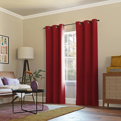 Vista 171 de Sun Zero Easton Panel de Cortina Opaca con Ojales de Ahorro de Energía, 40" x 63", Gris, Gris Raíz = {'valor': "['Gris']"}