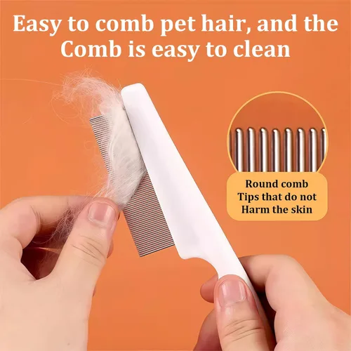 Vista 4 de Kit de aseo de cepillo para mascotas, cepillo deslizante autolimpiante, 3 piezas, kit de aseo para mascotas con cepillos de deshedding para perros
