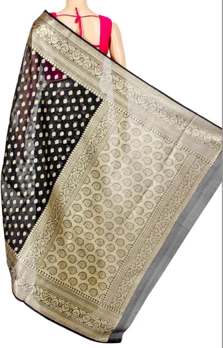 Vista 3 de Chandrakala Banarasi - Sari para mujer con blusa sin costura (1105)