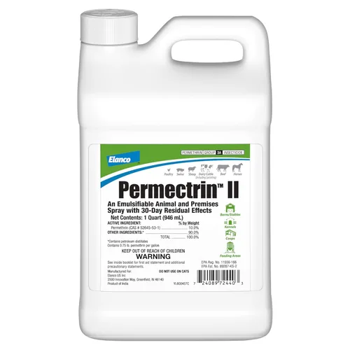 Vista 10 de Insecticida Permectrin II para animales de granja, insecticida, efectos residuales de 30 días, botella de 8 onzas líquidas
