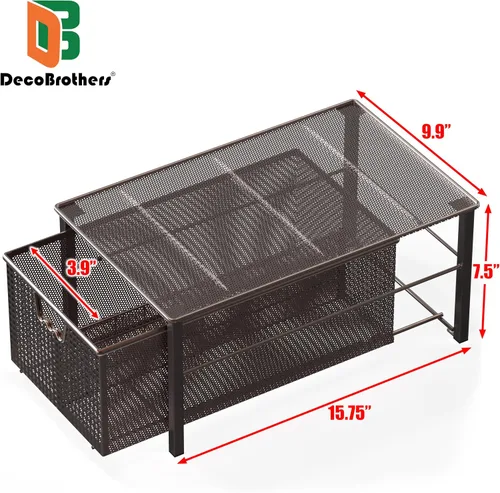 Vista 3 de Deco Brothers Cesta Deslizante Apilable Extraíble para Gabinete con Divisores, Grande, Bronce Organizador para debajo del fregadero, bronce