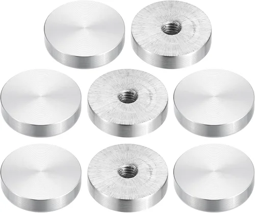 Vista 10 de uxcell M6 Rosca 0.787 in de diámetro de forma redonda de aluminio disco hardware 1pcs, aluminio círculo disco vidrio adaptador superior para mesa