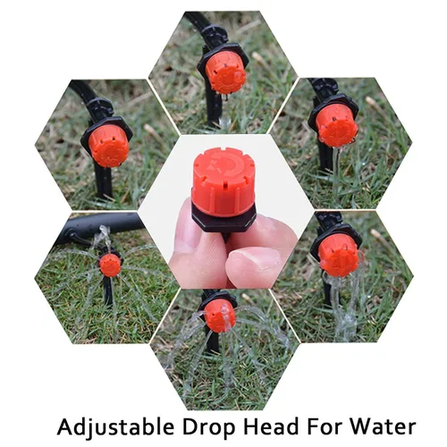 Vista 4 de Sistema automático de riego por goteo de 50 pies para jardín, kit de micro riego de 1/4 pulgadas con boquilla de nebulización ajustable y goteros