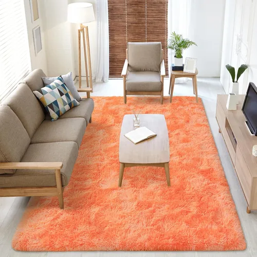 Vista 78 de Softlife Alfombra naranja para dormitorio, alfombra de felpa esponjosa para sala de estar para niñas, alfombra lanuda para niños, alfombra suave
