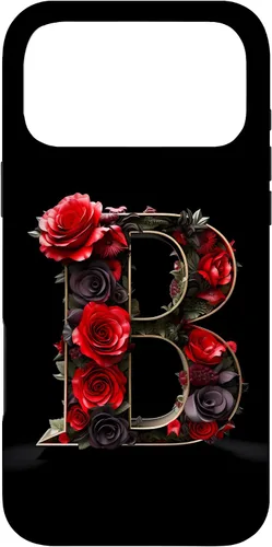 Vista 22 de B Monogram Letter Red Roses Floral Case for iPhone 17