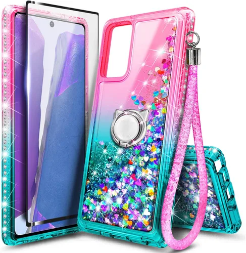 Vista 42 de NGB - Funda para teléfono Samsung Galaxy S9, color aguamarina/morado, bonita funda con purpurina líquida para mujeres y niñas, con protector