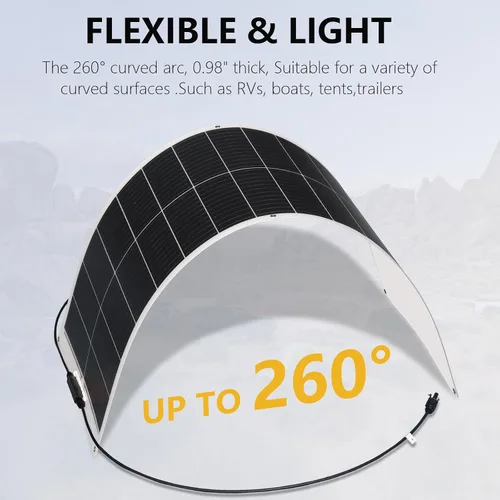 Vista 4 de XINPUGUANG Panel solar flexible de 100 W, kit de sistema de 12 V, cables de controlador de carga de 10 A con clip de cocodrilo, cables de conector